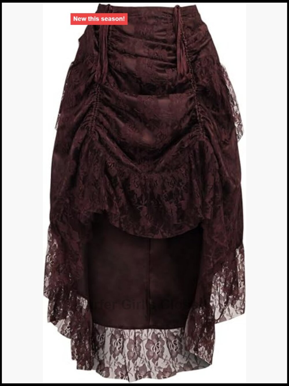Lace Adjustable High Low Bustle Skirt with Elastic Back